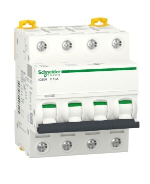 A9F87410 | Miniature circuit-breaker, Acti9 iC60H, 4P, 10 A, C curve, 10000 A (IEC 60898-1), 15 kA (IEC 60947-2)