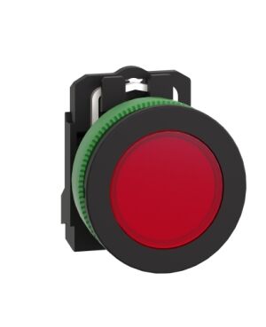 XB5FVB4 | Pilot light, Harmony XB5, antimicrobial, grey plastic, red flush mounted, 30mm, universal LED, plain lens, 24V AC DC