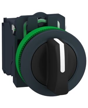 XB5FD53 | Selector switch flush mounted, plastic, black, Ø30, 3 positions, spring return to center, 2NO
