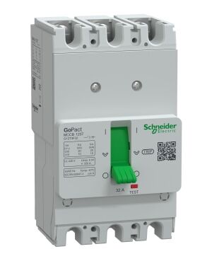 G12T3F32 | Circuit breaker, GoPact MCCB 125, 3 poles, 10kA at 415VAC, 32A rating, TMD trip unit, fixed thermal protection