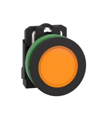 XB5FVB5 | Pilot light, Harmony XB5, antimicrobial, grey plastic, orange flush mounted, 30mm, universal LED, plain lens, 24V AC DC