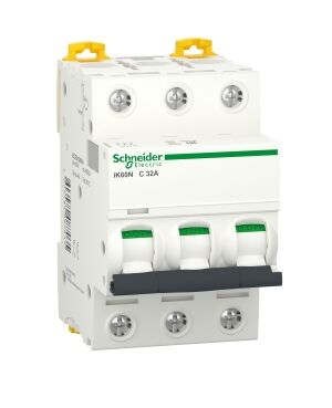 A9K24332 | Miniature circuit-breaker, Acti9 iK60N, 3P, 32 A, C curve, 6000 A (IEC 60898-1)