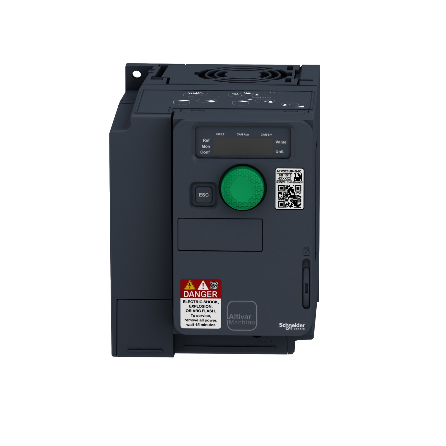 ATV320U04N4C | Variable speed drive, ATV320, 0.37 kW, 380…500 V, 3 phases, compact