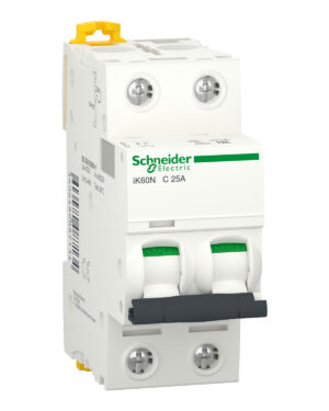 Schneider A9K24225 | Miniature circuit-breaker, Acti9 iK60N, 2P, 25 A, C curve, 6000 A (IEC 60898-1)