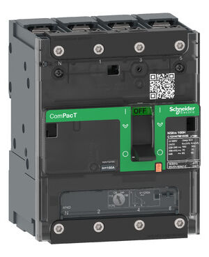 Schneider C12B6TM125B | Circuit breaker, ComPacT NSXm 160B, 25kA/415VAC, 4 poles 3D (neutral not protected), TMD trip unit 125A, lugs/busbars