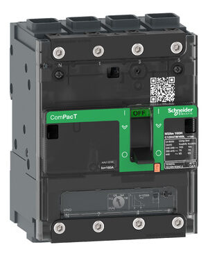 Schneider C12N6TM160L | Circuit breaker, ComPacT NSXm 160N, 50kA/415VAC, 4 poles 3D (neutral not protected), TMD trip unit 160A, EverLink lugs