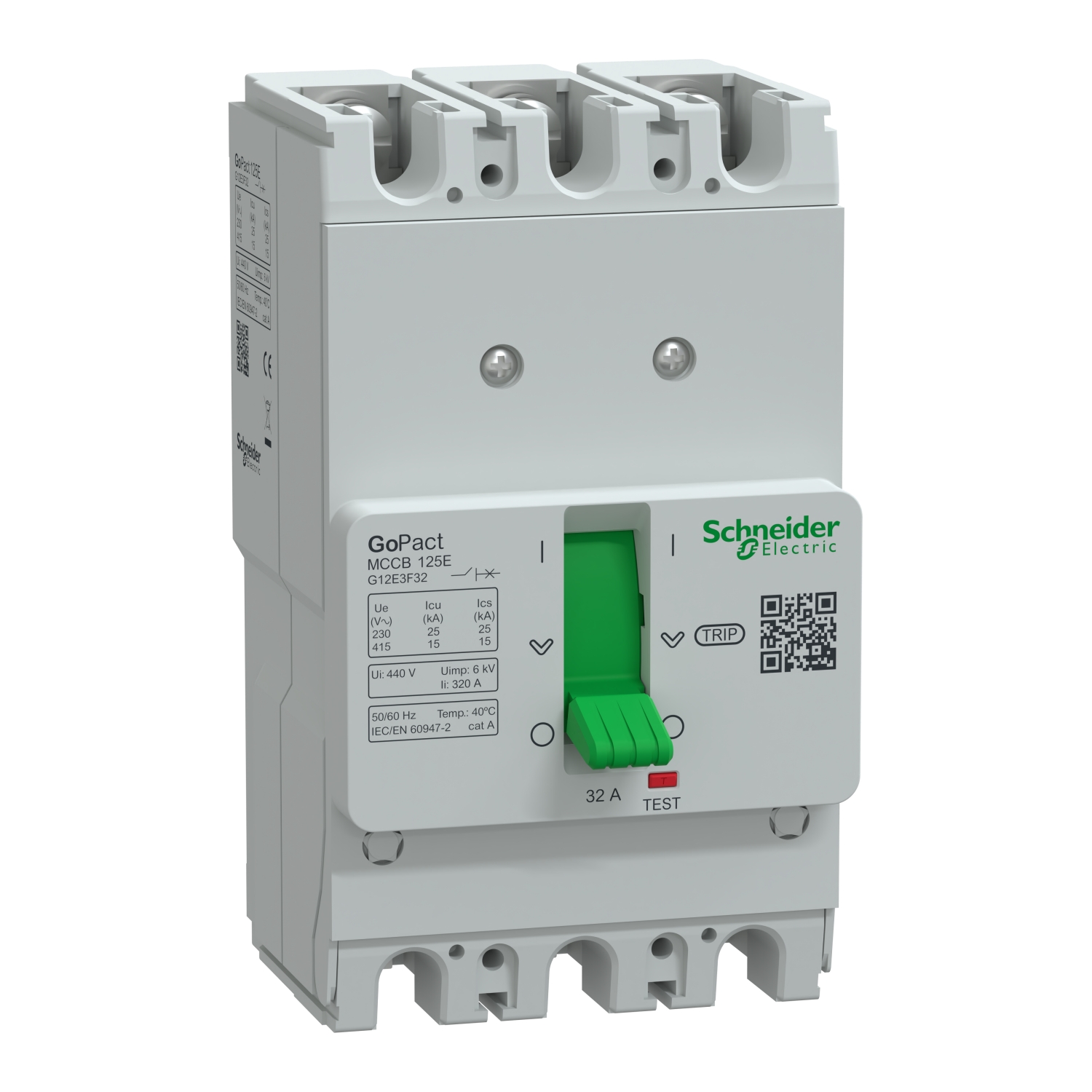 Schneider G12E3F32 |Circuit breaker, GoPact MCCB 125, 3 poles, 15kA at 415VAC, 32A rating, TMD trip unit, fixed thermal protection 5 G12E3F32_Image_1500-1.jpg