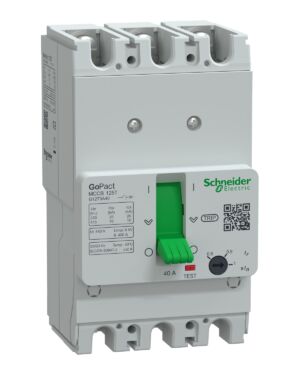 Schneider G12T3A40 | Circuit breaker, GoPact MCCB 125, 3 poles, 10kA at 415VAC, 40A rating, TMD trip unit, adjustable thermal protection