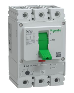 Schneider G25B3A250 | Circuit breaker, GoPact MCCB 250, 3 poles, 25kA at 415VAC, 250A rating, TMD trip unit, adjustable thermal protection