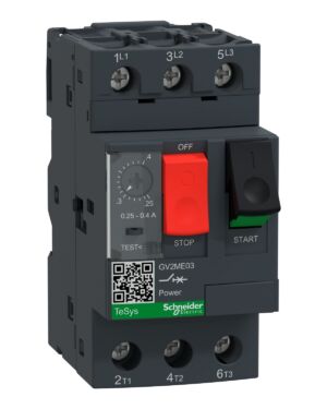 Schneider GV2ME03 | Motor circuit breaker, TeSys GV2, 3P, 0.25-0.4 A, thermal magnetic, screw clamp terminals