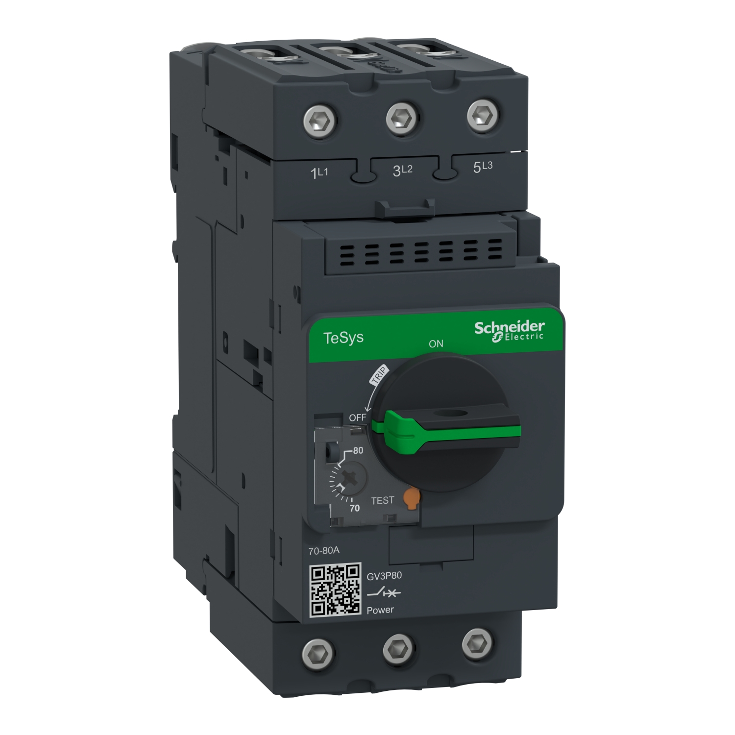 Schneider GV3P80 | Motor circuit breaker, TeSys GV3, 3P, 70-80 A, thermal magnetic, EverLink terminals 5 GV3P80_Image_1500.jpg