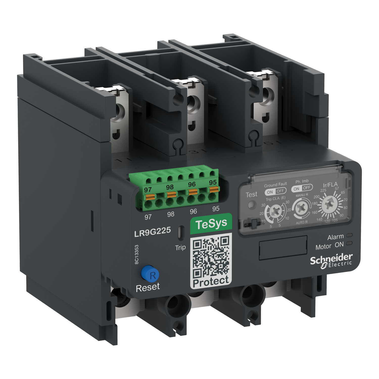 Schneider LR9G225 | Electronic thermal overload relay,TeSys Giga,57-225 A,class 5E-30E,push-in control connection 5 LR9G225_ISO_1500-1.jpg