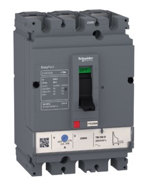 Schneider LV516303 25 kA | circuit breaker EasyPact CVS160B, 25 kA at 415 VAC, 160 A rating thermal magnetic TM-D trip unit, 3P 3d