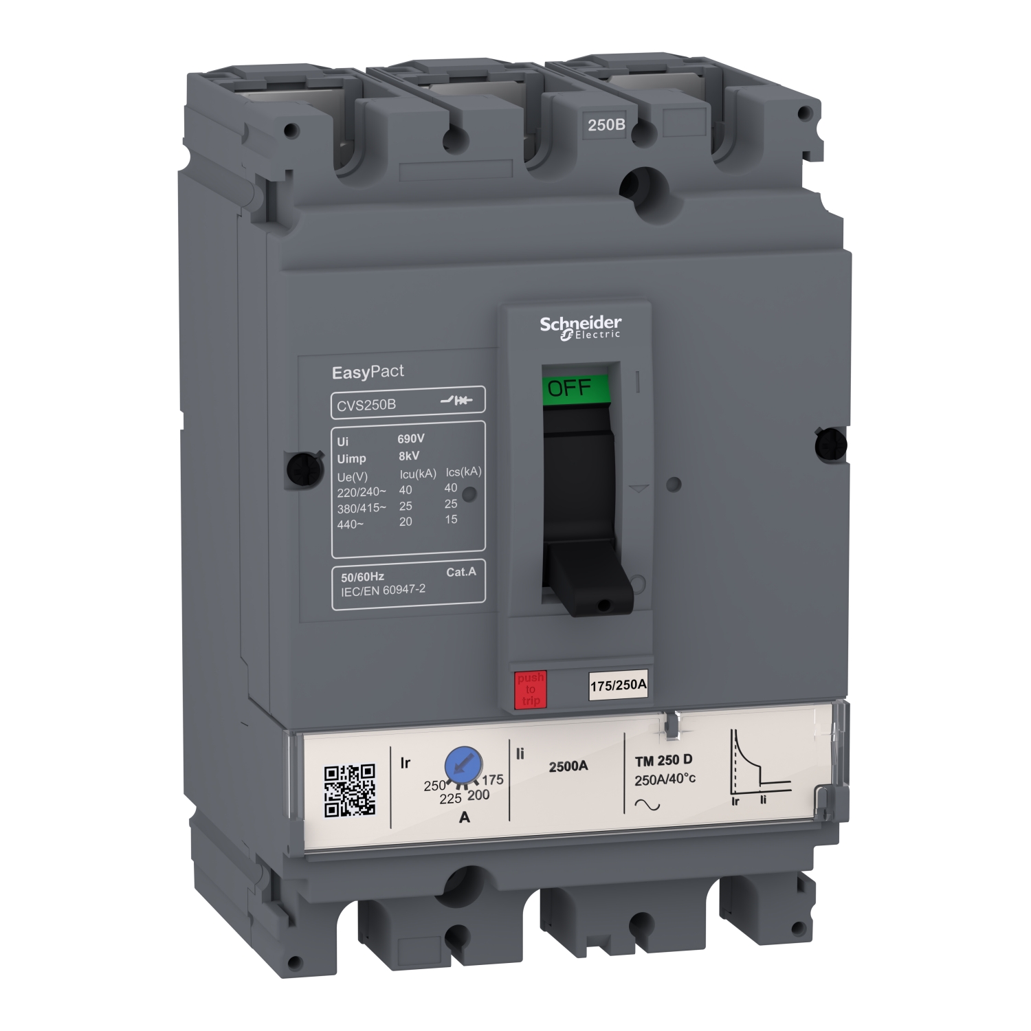 Schneider LV510303 | circuit breaker EasyPact CVS100B, 25 kA at 415 VAC, 40 A rating thermal magnetic TM-D trip unit, 3P 3d 6 LV525303_Image_1500-3-1.jpg