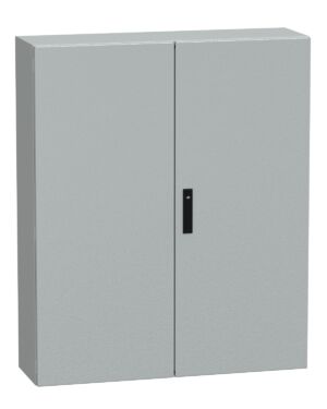 Schneider NSYCRNG1210300D | Spacial CRNG dbl plain door w/o mount.plate. H1200xW1000xD300 IP55 IK10 RAL7035