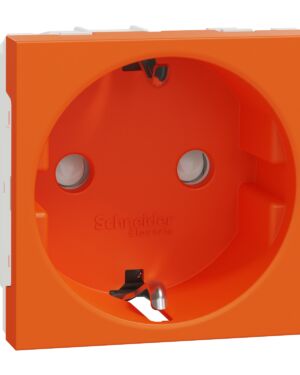 Schneider NU303761 | Socket-outlet, New Unica, 2P+E, 16A, Schuko, with shutter, antibacterial, orange