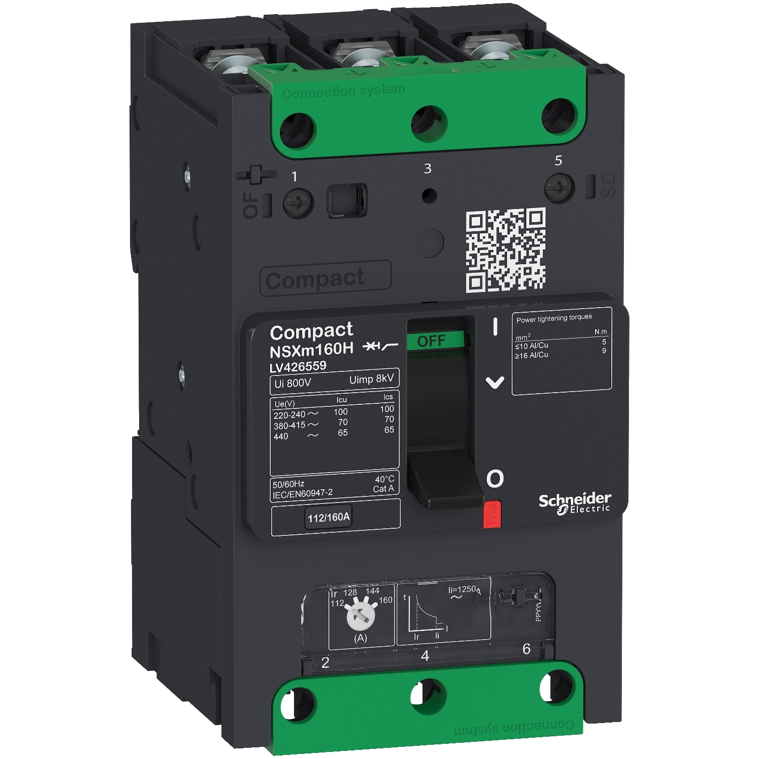 Schneider LV426350 | circuit breaker ComPact NSXm F (36 kA at 415 VAC), 3P 3d, 16 A rating TMD trip unit, compression lugs and busbar connectors 6 PB114893_1500.jpg