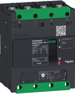Schneider LV426367 | circuit breaker ComPact NSXm F (36 kA at 415 VAC), 4P 3d, 100 A rating TMD trip unit, compression lugs and busbar connectors