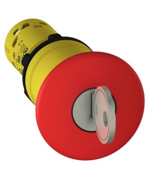 Schneider XB7NS9445 | Emergency stop push button, Harmony XB7, 22mm, red mushroom 40mm, trigger key release, 1NO + 1NC