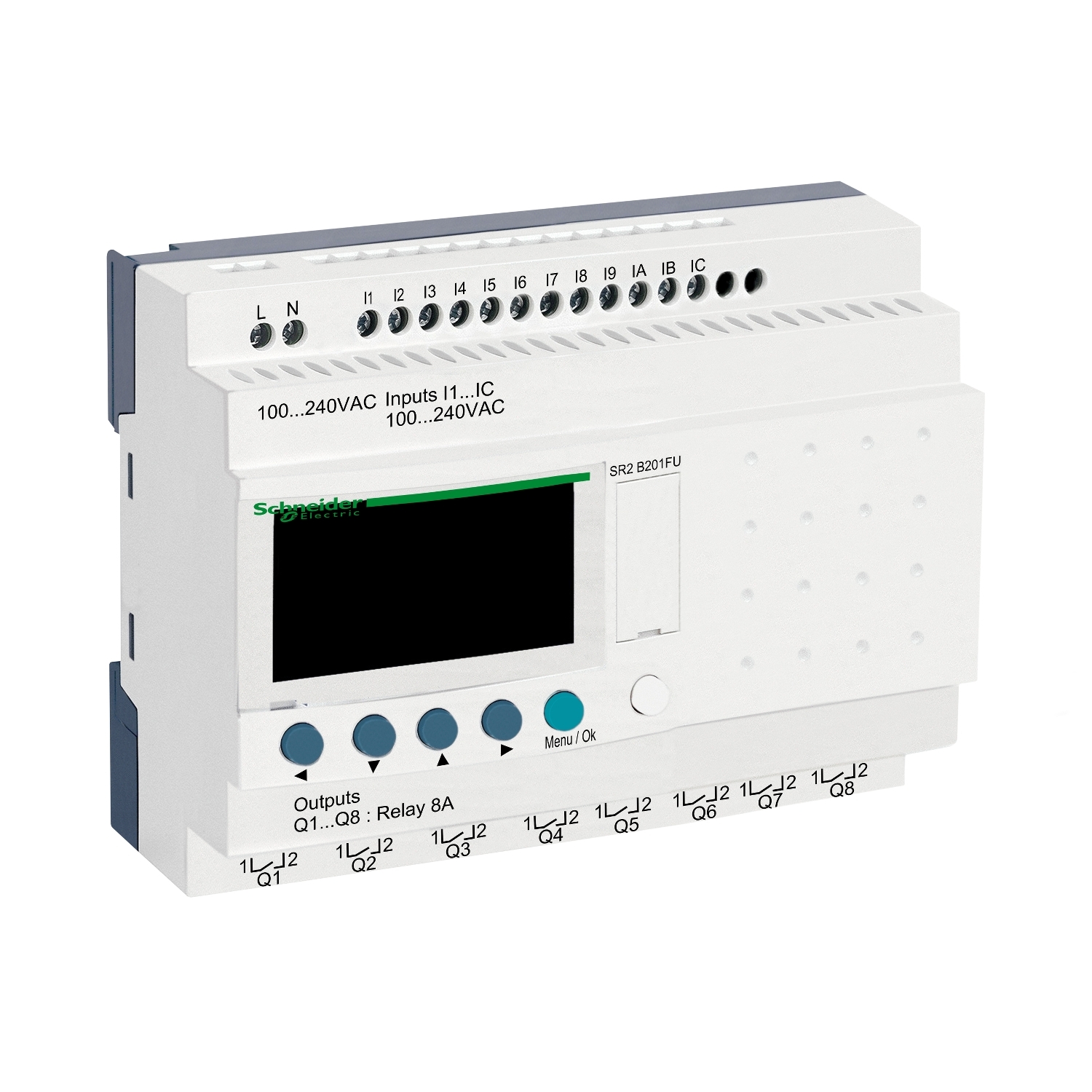 Schneider SR2B201FU | compact smart relay Zelio Logic - 20 I O - 100.240 V AC - clock - display 5 SR_531_CPFJR16013_1500.jpg