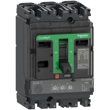 C25B32D250 | Product picture Schneider Electric 1 videos Circuit breaker ComPacT NSX250B, 25kA at 415VAC, MicroLogic 2.2 trip unit 250A, 3 poles 3d