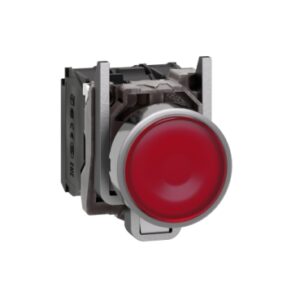 XB4BW34M5 | Illuminated push button, metal, flush, red, Ø22, spring return, 230...240 V AC, 1 NO + 1 NC