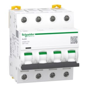 Schneider A9F77432 | Miniature circuit-breaker, Acti9 iC60N, 4P, 32 A, C curve, 6000 A (IEC 60898-1), 10 kA (IEC 60947-2)