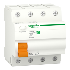 Schneider 12655 | Residual current circuit breaker, Domae, 4P, 25 A, AC type, 30 mA