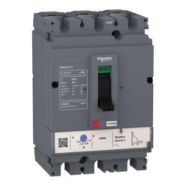 LV525333 | EasyPact CVS250F circuit breaker, 36 kA at 415 VAC, 3P 3d, TM-D 250 A trip unit