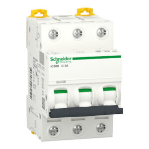 Schneider A9F84303 | Miniature circuit breaker (MCB), Acti9 iC60H, 3P, 3A, C curve, 10000A (IEC/EN 60898-1), 70kA (IEC/EN 60947-2)