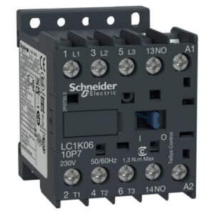 LC1K0610B7 | Contactor, TeSys K, 3P, AC-3, lt or eq to 440V 6A, 1 NO aux., 24VAC coil