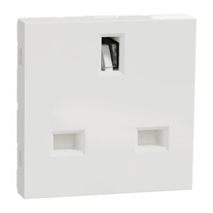 Schneider NU304518 | Socket-outlet, New Unica, 2P+E, 13A, British, with shutter, 2 modules, white