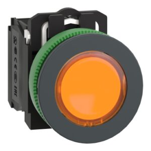 Schneider XB5FW35M5 | Illuminated push button, Harmony XB5, antimicrobial, plastic, orange, 30mm, universal LED, 1NO + 1NC, 230...240V AC