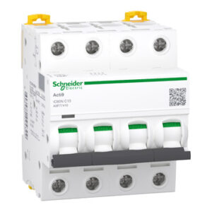 Schneider A9F77410 | Miniature circuit-breaker, Acti9 iC60N, 4P, 10 A, C curve, 6000 A (IEC 60898-1), 10 kA (IEC 60947-2)
