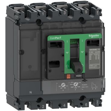 C10B6TM080 | Circuit breaker, ComPacT NSX100B, 25kA/415VAC, 4 poles 3D (neutral not protected), TMD trip unit 80A