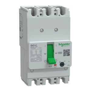 Schneider G12F3A63 | Circuit breaker, GoPact MCCB 125, 3 poles, 30kA at 415VAC, 63A rating, TMD trip unit, adjustable thermal protection