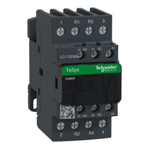 Schneider LC1D258Q7 | Contactor, TeSys Deca, 4P(2NO+2NC), AC-1, <=440V, 40A, 380V AC 50/60Hz coil, screw clamp terminal