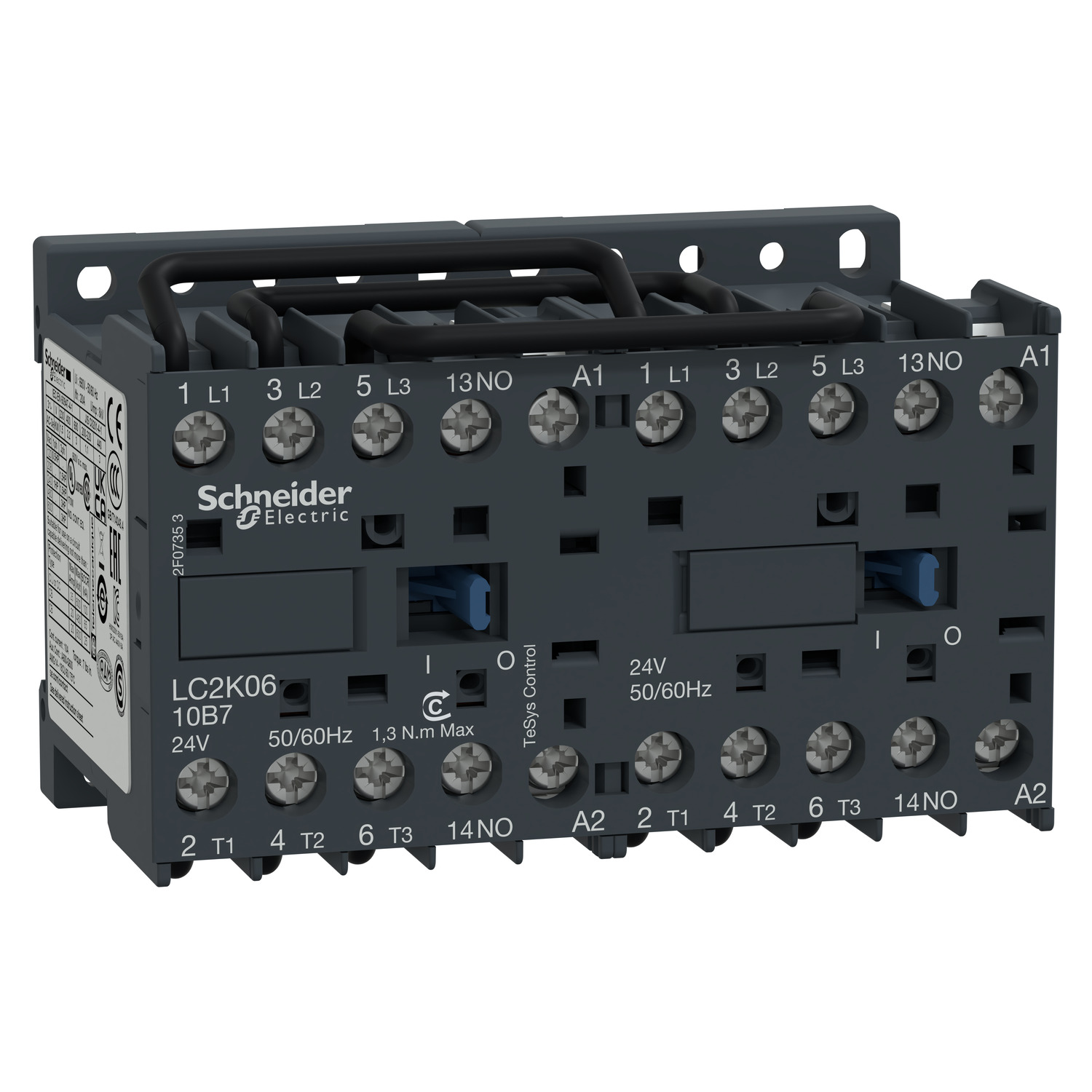 Schneider LC2K0910B7 | TeSys K reversing contactor - 3P - AC-3 <= 440 V 9 A - 1 NO - 24 V AC coil