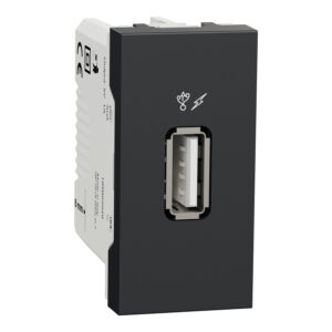 Schneider NU342854 | New Unica - USB charger 1 A - 1 module - type A - anthracite
