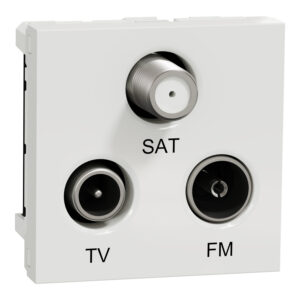 Schneider NU345018 | TV/FM/SAT socket, New Unica, mechanism, 2 modules, male IEC 9.52 mm, IP20, white