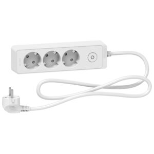 Schneider ST9431W | Trailing lead, Unica extend, 3 Schuko, swicthable, 1.5m cable, white