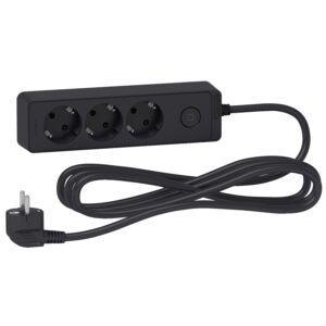 Schneider ST9433B | Trailing lead, Unica extend, 3 Schuko, swicthable, 3m cable, anthracite