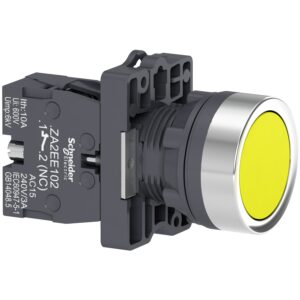 XA2EA51 | Round yellow push-button Ø 22 - flush spring return - 1NO