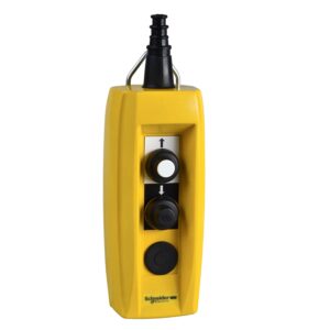 Schneider XACB219 | Pendant control station, Harmony XAC, plastic, yellow, 2 push buttons, 12A, cable 7…13mm