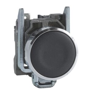 XB4BA22 | Push button, Harmony XB4, black flush, metal, 22mm, spring return, 1NC, unmarked