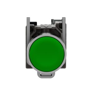 XB4BA31 | Push button, metal, flush, green, Ø22, spring return, unmarked, 1 NO