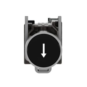 XB4BA3351 | Push button, metal, flush, black, Ø22, spring return, marked DOWN ARROW, 1 NO