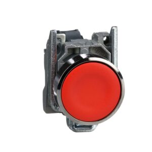 XB4BA42 | Push button, metal, flush, red, Ø22, spring return, unmarked, 1NC