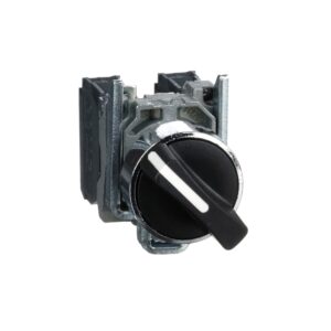 XB4BD25 | Selector switch, metal, black, Ø22, 2 positions, stay put, 1 NO+1 NC