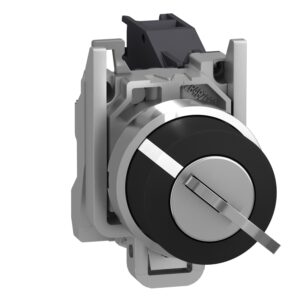 XB4BG21 | Key switch selector, metal, black, Ø22, key n°455, 2 positions, stay put, 1 NO